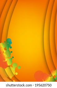 abstract vertical orange background with shadows and color circles