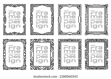 Resumen de cuadros ornamentales verticales. Conjunto de borde decorativo de arte de línea. Colección de marcos de borde diseños de lujo.