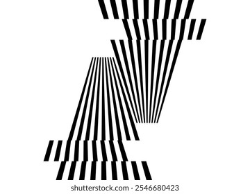 Abstract vertical pattern of black broken lines on white background in retro style. Abstract fragments. Striped vector background with place for text. Design element. . For covers, postcards