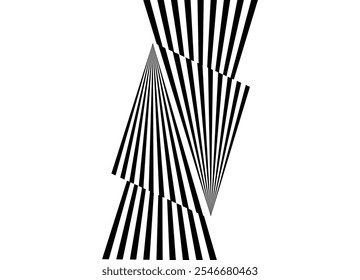 Abstract vertical pattern of black broken lines on white background in retro style. Abstract fragments. Striped vector background. Design element. Broken triangles. For covers, postcards, advertisemen