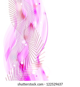 Abstract vertical pink geometrical background with moving lines and waves. Eps10