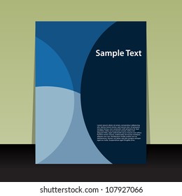Abstract Vertical Poster – Blue Geometric Arcs on Gradient Background with Sample Text and Placeholder Block. A vertically oriented abstract poster design featuring overlapping blue geometric arcs and segments on a gradient background transitioning from light green at the top to dark brown at the bottom. The top right corner displays the heading "Sample Text" in white font, followed by a block of placeholder text. The composition combines clean lines and dynamic shapes to create a professional and modern aesthetic, ideal for use in marketing materials, presentations, branding visuals, and editorial layouts. Suitable for both commercial and editorial use across print and digital platforms.