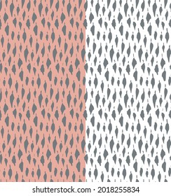 Resumen de hojas aleatorias vectoriales sin costuras. Pinturas pintadas a mano de pincel de tinta de color gris. Fondo fácil de editar rosa y blanco.