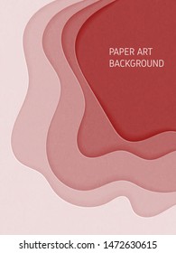 Abstract vertical red 3d digital craft paper art. Vector illustration in paper cut style design layout for poster, cover, backdrop, banner, flyer, brochure, business presentation.