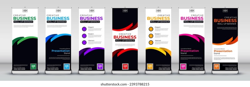 abstract vertical roll up Banner Design set for Street Business, events, presentations, meetings, annual events, exhibitions