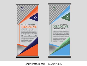 abstract vertical roll up edvertising banner template