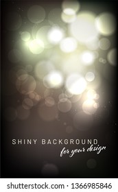 Abstract vertical shiny background with blurred bokeh lights and copy space - vector illustration