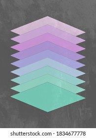 Abstract Vertical Simple Geometric Composition Layered Colour Background. Vector Pastel Colour Illustration on Dark Grey Background.