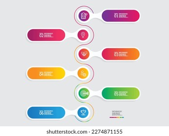 abstract vertical steps timeline infographic element report background with business line icon 6 steps vector illustration