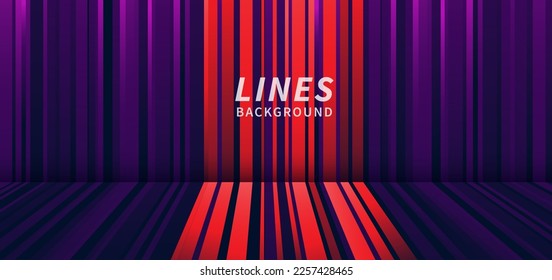 Abstract vertical stripe lines red and purple with perspective color background. You can use for ad, poster, template, business presentation. Vector illustration