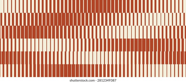 Abstract vertical stripe pattern. Retro geometric line background. Seamless terracotta striped texture.