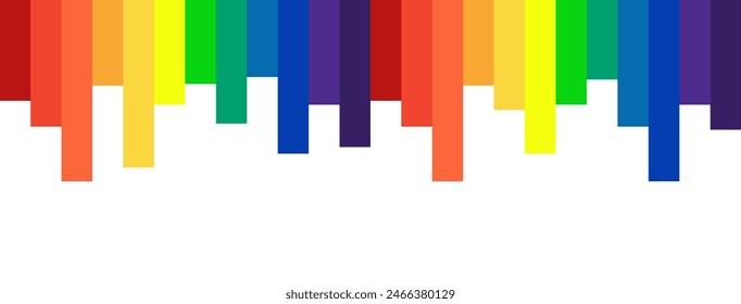 Abstract vertical striped colorful rainbow background with blank white copy space. Happy LGBT pride month theme template wallpaper.	
