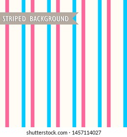 Abstract vertical striped pattern. Blue, pink and white print. Seamless geometric pattern for wallpaper, web page, surface textures, fabric, textile. Decorative vector background. 