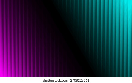 Abstract vertical stripes glowing gradient design magenta and cyan colors