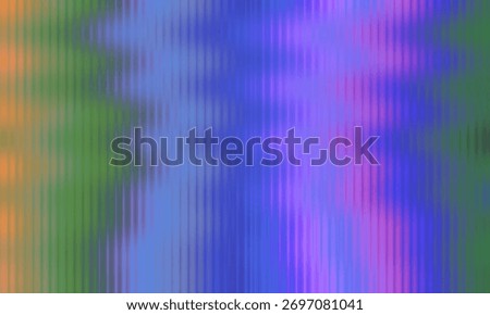 Abstract vertical stripes of vibrant blue, purple, and green with hints of orange create a dynamic, textured background.