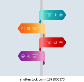 abstract vertical timeline infographics 4 steps for business and presentation vector illustration background