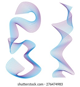 Abstract vertical twisted ribbon and the way the blue and purple colors for decorations