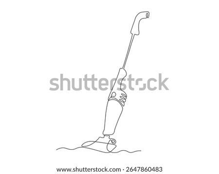 Abstract Vertical Vacuum Cleaner, continuous single one line art hand drawing sketch logo 