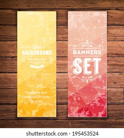 Abstract vertical vector eps10 banners with trendy multicolored polygonal pattern. 