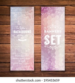 Abstract vertical vector eps10 banners with trendy multicolored polygonal pattern.