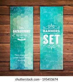 Abstract vertical vector eps10 banners with trendy multicolored polygonal pattern.