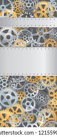 abstract vertical vector layout with gears and blank metal plate