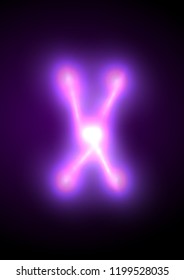 Abstract vertical violet energy flow X-shape vector background, EPS10