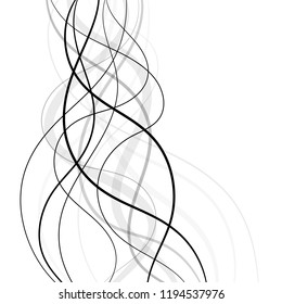 Abstract vertical and wavy black lines transparent background