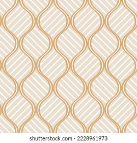 Abstract Vertical Wavy Lines Diagonal Stripes Art Deco Style Geometric Retro Minimal Seamless Pattern Trendy Fashion Colors Perfect for Allover Fabric Print or Wrapping Paper Ecru Tones