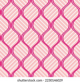 Abstract Vertical Wavy Lines Diagonal Stripes Art Deco Style Geometric Retro Minimal Seamless Pattern Trendy Fashion Colors Perfect for Allover Fabric Print or Wrapping Paper Pastel Pink Fuchsia Tones