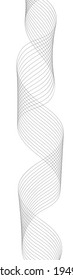 Resumen de franjas onduladas verticales. Arte lineal. Ola con sombra. Fondo de onda abstracta de arte óptico. Ilustración dinámica del vector