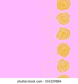 Abstract vertical yellow and neutral english roses seamless pattern with copy space (place for your text).