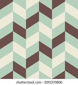 Abstract Vertical Zigzag Retro Pattern in Brown, Light-Blue, and White Colors. Background for Template Banner Social Media Advertising