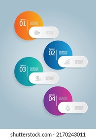 abstract verticle circle infographics element presentation report with business icons 4 step vector illustration background