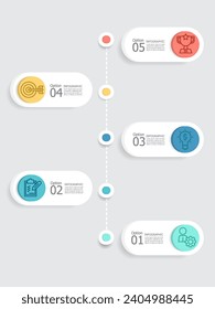 los pasos de vertebras abstractas línea de tiempo elemento infográfico informe de fondo con icono de línea de negocio 5 pasos para cualquier presentación relacionada con el negocio o ilustración vectorial de publicación