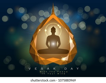 Abstract of Vesak Day. The Birthday, Enlightenment and Death of The Lord Buddha that's one sign of Buddism. Buddhists around the world called The Meditation Day or Jayanti Day. Vector and Illustration