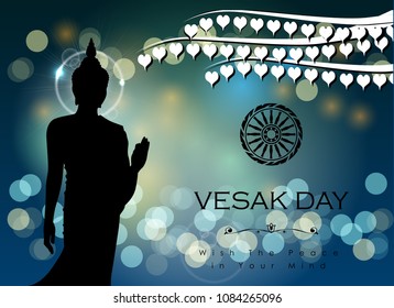 Abstract of Vesak Day. The Birthday, Enlightenment and Death of The Lord Buddha that's one sign of Buddism. Buddhists around the world called The Meditation Day or Jayanti Day. Vector and Illustration