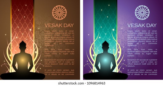 Abstract of Vesak Day. The Birthday, Enlightenment and Death of The Lord Buddha that's one sign of Buddism. Buddhists around the world called The Meditation Day or Jayanti Day. Vector and Illustration