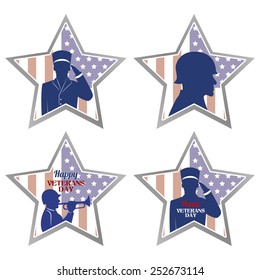 abstract veteran day objects on a white background