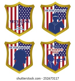 abstract veteran day objects on a white background