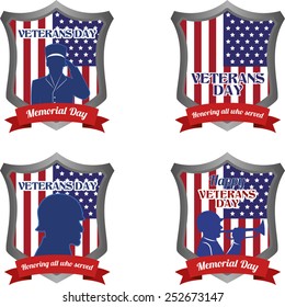 abstract veteran day objects on a white background