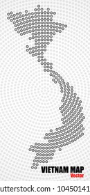 Abstract Vetnam map of radial dots, halftone concept. Vector illustration, eps 10