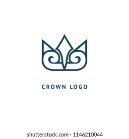 Abstract vetor crown logo vector design. Sign for beauty salon, elite accessories, jewelry, hotels, spa, wedding. Vintage decorative icon qween, king, princess. Abstract sign, vector logotype.