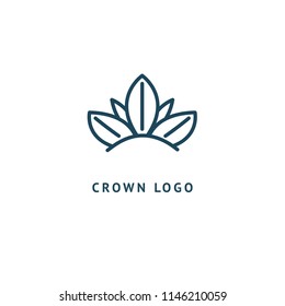 Abstract vetor crown logo vector design. Sign for beauty salon, elite accessories, jewelry, hotels, spa, wedding. Vintage decorative icon qween, king, princess. Abstract sign, vector logotype.