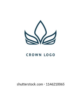 Abstract vetor crown logo vector design. Sign for beauty salon, elite accessories, jewelry, hotels, spa, wedding. Vintage decorative icon qween, king, princess. Abstract sign, vector logotype.