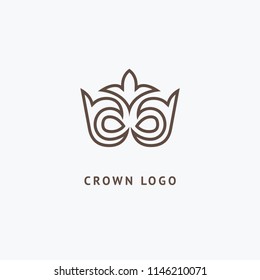 Abstract vetor crown logo vector design. Sign for beauty salon, elite accessories, jewelry, hotels, spa, wedding. Vintage decorative icon qween, king, princess. Abstract sign, vector logotype.