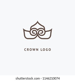 Abstract vetor crown logo vector design. Sign for beauty salon, elite accessories, jewelry, hotels, spa, wedding. Vintage decorative icon qween, king, princess. Abstract sign, vector logotype.