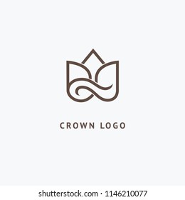 Abstract vetor crown logo vector design. Sign for beauty salon, elite accessories, jewelry, hotels, spa, wedding. Vintage decorative icon qween, king, princess. Abstract sign, vector logotype.