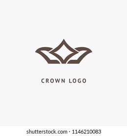 Abstract vetor crown logo vector design. Sign for beauty salon, elite accessories, jewelry, hotels, spa, wedding. Vintage decorative icon qween, king, princess. Abstract sign, vector logotype.