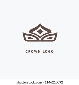 Abstract vetor crown logo vector design. Sign for beauty salon, elite accessories, jewelry, hotels, spa, wedding. Vintage decorative icon qween, king, princess. Abstract sign, vector logotype.